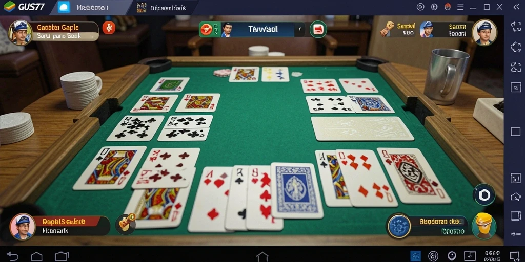 Screenshot GUS77 menampilkan suasana bermain Gaple yang seru.