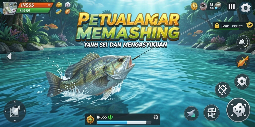 Tampilan gameplay memancing yang menakjubkan di INS55.
