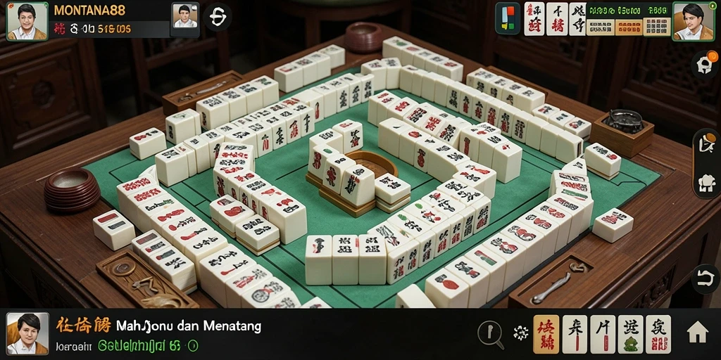 Screenshot gameplay MONTANA88 menampilkan desain grafis Mahjong yang menarik.