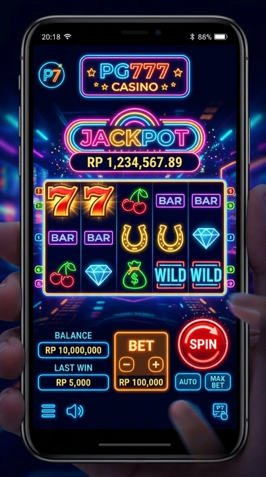 Tampilan utama aplikasi pg777 dengan navigasi yang mudah.
